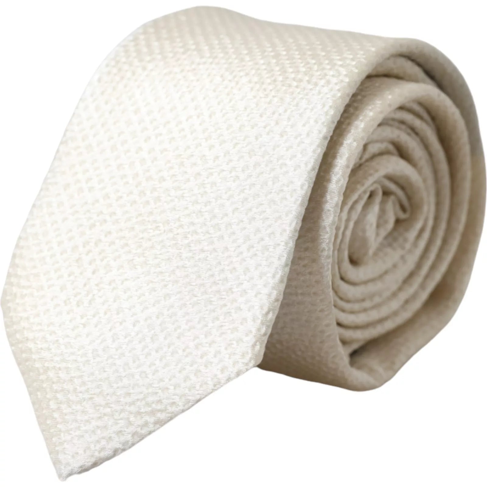 Dolce & Gabbana Off White 100% Silk Adjustable NeckMen's Men Men's Tie
