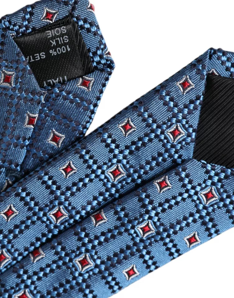 Dolce & Gabbana Blue Patterned 100% Silk Adjustable Men Men's Tie