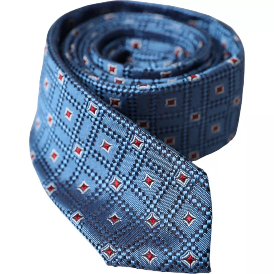 Dolce & Gabbana Blue Patterned 100% Silk Adjustable Men Men's Tie