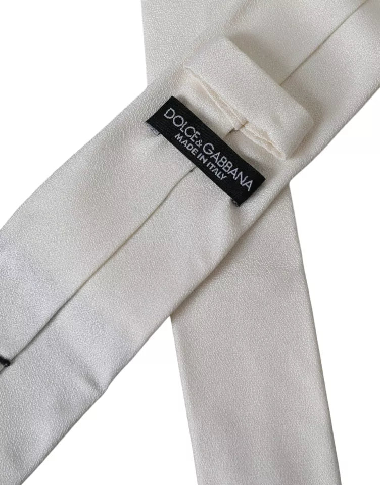 Dolce & Gabbana White Silk Classic Adjustable Men Men's Tie