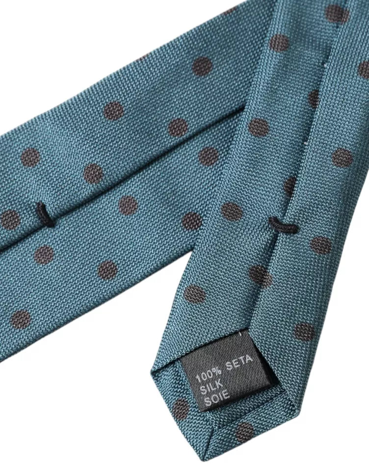 Dolce & Gabbana Blue Black Polka Dot Silk Adjustable Men Men's Tie