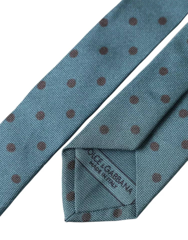 Dolce & Gabbana Blue Black Polka Dot Silk Adjustable Men Men's Tie