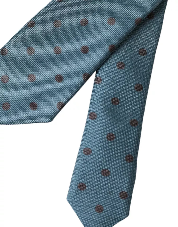 Dolce & Gabbana Blue Black Polka Dot Silk Adjustable Men Men's Tie