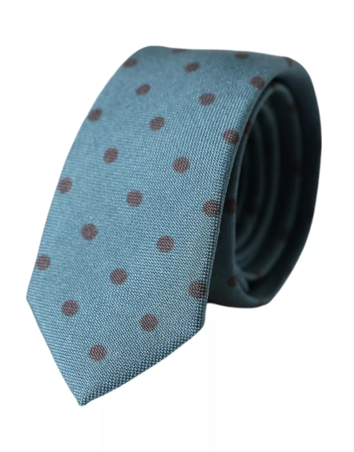 Dolce & Gabbana Blue Black Polka Dot Silk Adjustable Men Men's Tie