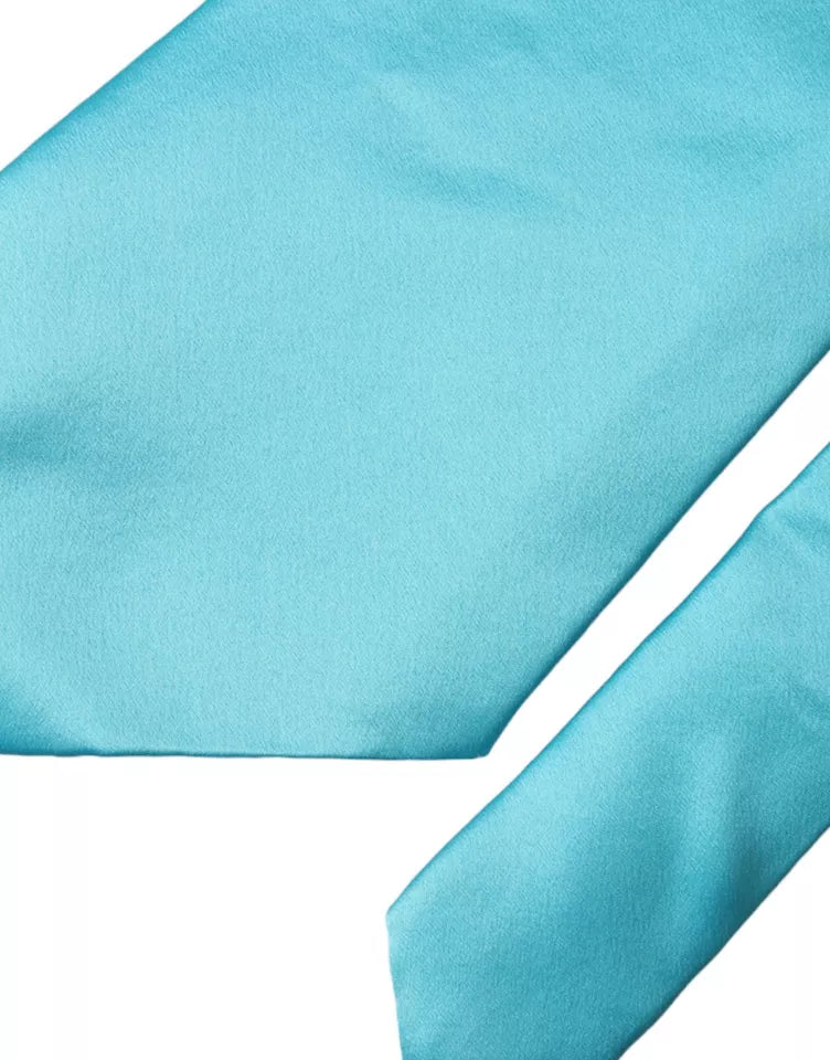 Dolce & Gabbana Light Blue Satin Silk Wide Adjustable Men Men's Tie