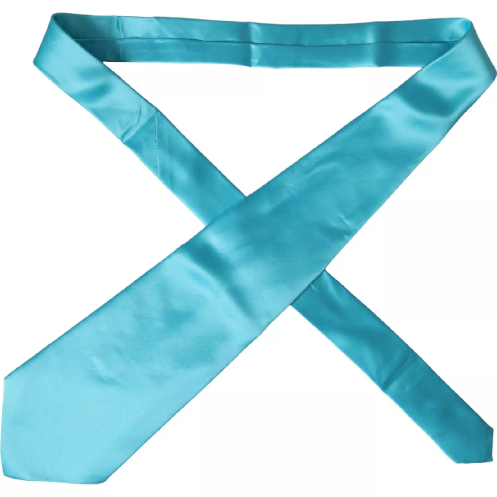 Dolce & Gabbana Light Blue Satin Silk Wide Adjustable Men Men's Tie