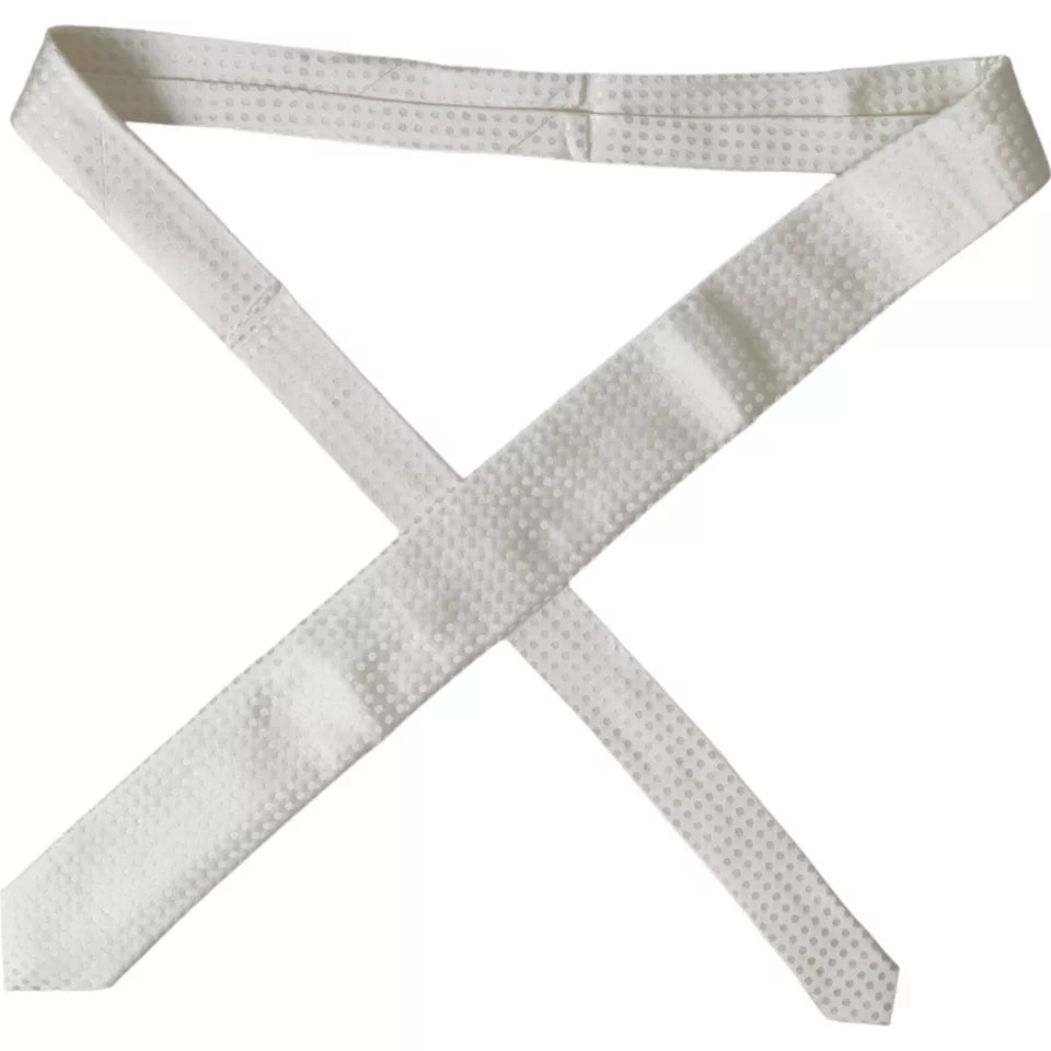 Dolce & Gabbana White Dotted Silk Classic Adjustable Men Men's Tie
