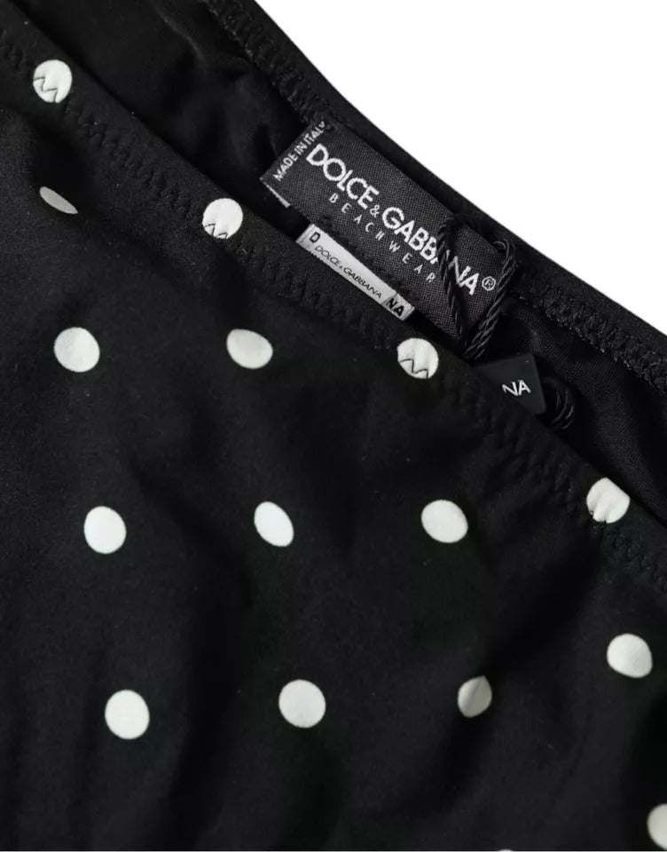 Dolce & Gabbana Black Polka Dot Swimwear Beachwear Bottom Women's Bikini
