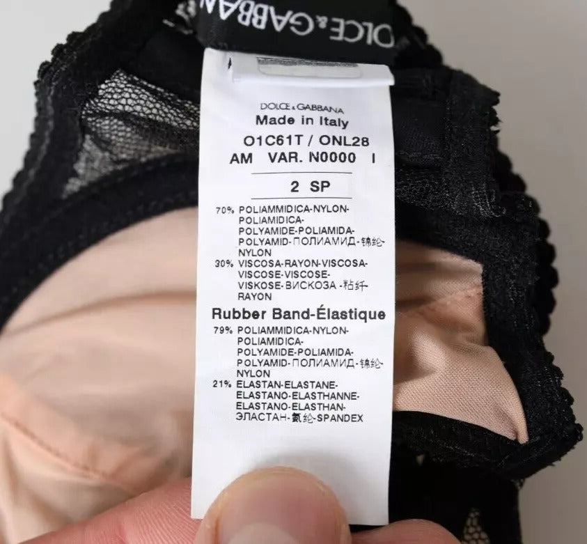 Dolce & Gabbana Black Floral Lace Nylon Balconcino Bra Women's Underwear