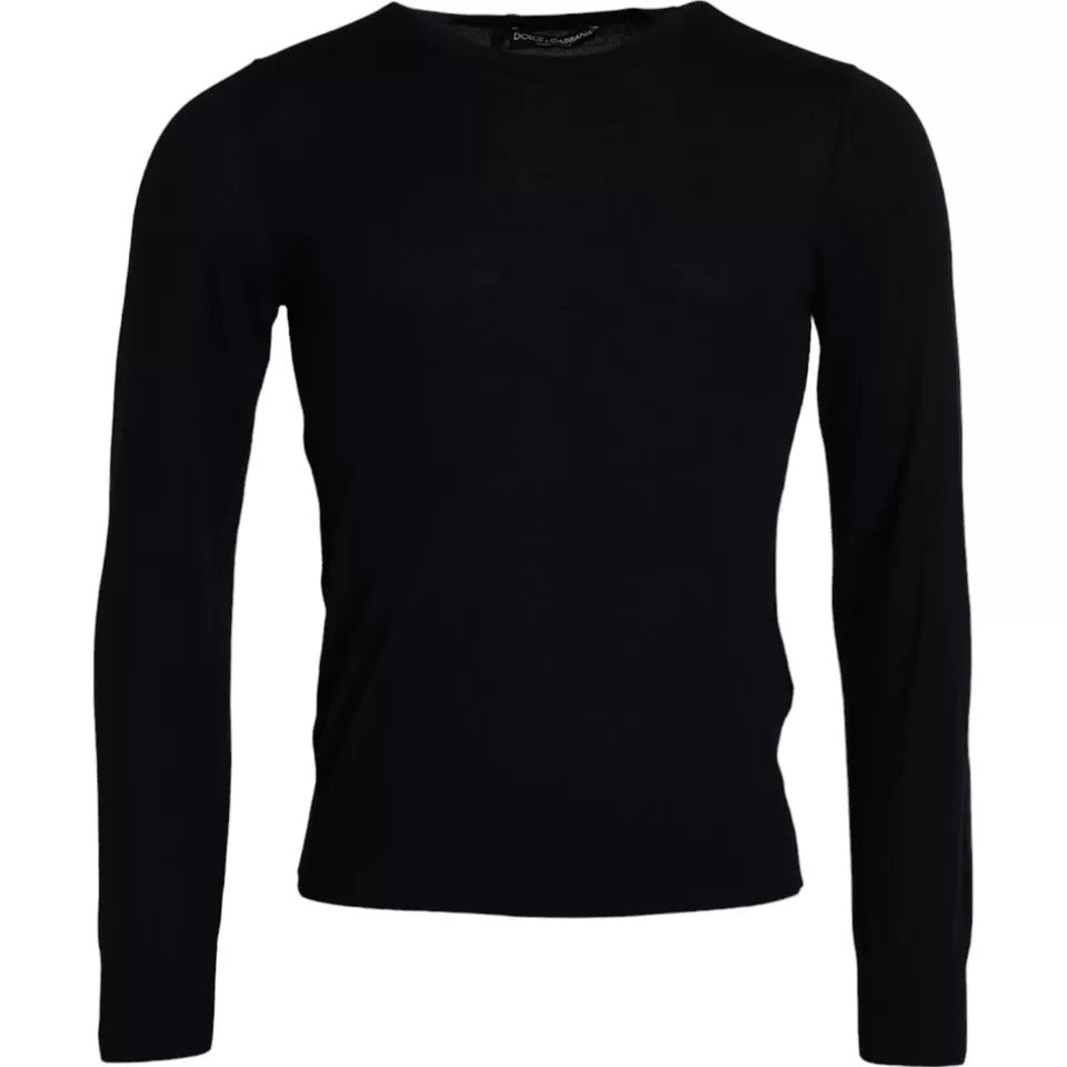 Dolce & Gabbana Black Cashmere Crew Neck Pullover Men's Sweater