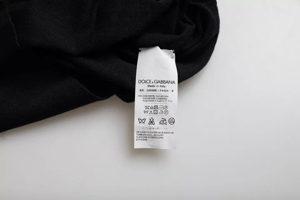Dolce & Gabbana Black Cashmere Crew Neck Pullover Men's Sweater