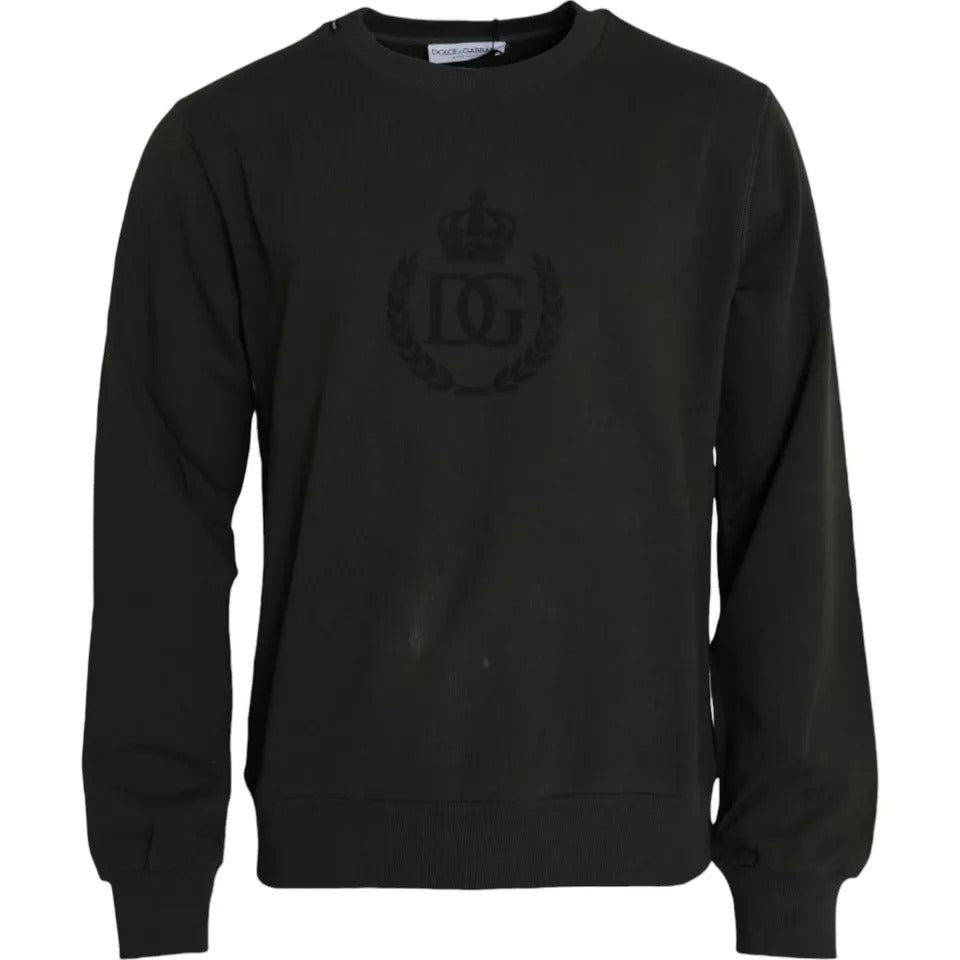 Dolce & Gabbana Green Logo Cotton Crew Neck Pullover Men's Sweater (Pre-Owned)