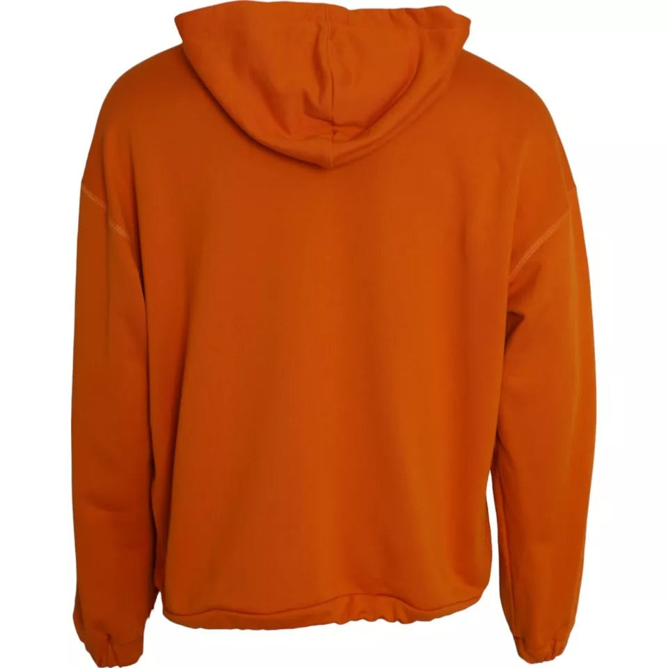 Dolce & Gabbana Orange Hooded Pullover Sweatshirt Men's Sweater