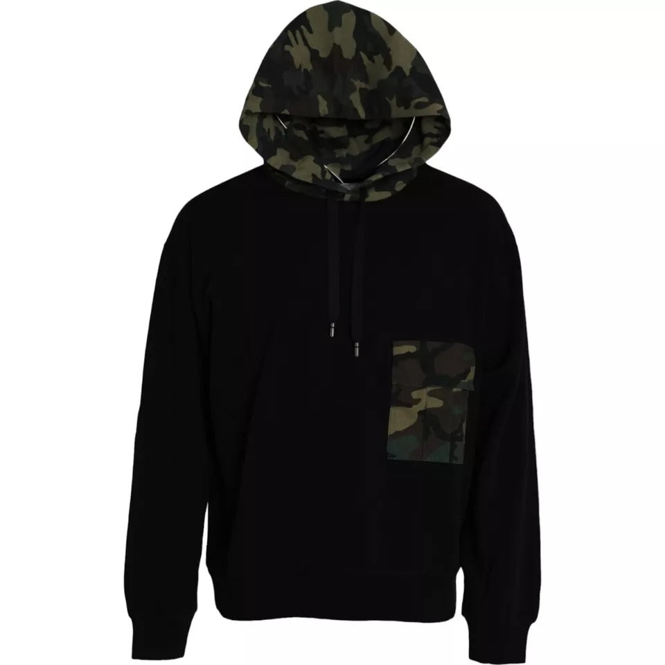 Dolce & Gabbana Black Camouflage Hooded Sweatshirt Men's Sweater (Pre-Owned)