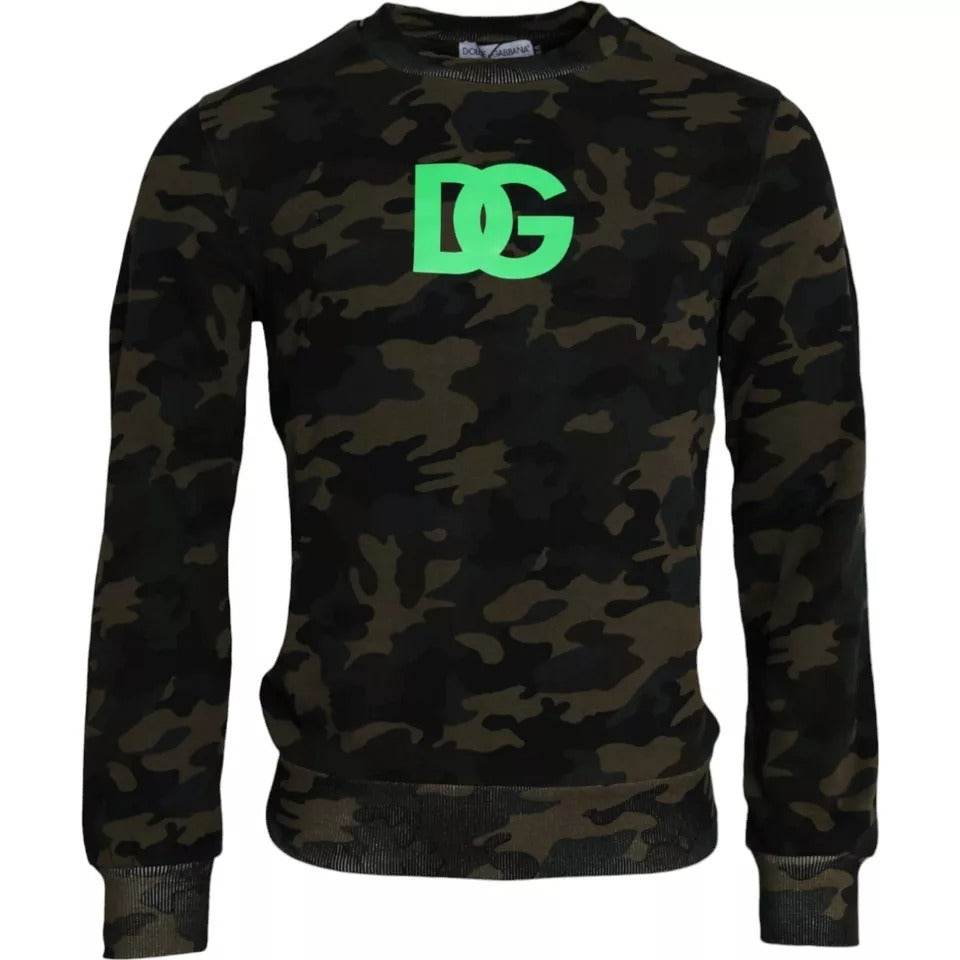Dolce & Gabbana Black Camouflage Crew Neck Pullover Men's Sweater (Pre-Owned)