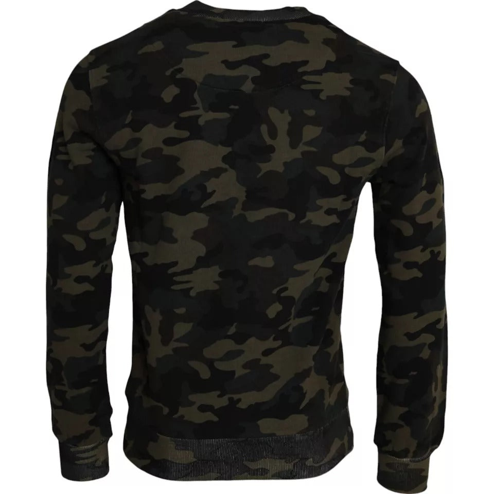 Dolce & Gabbana Black Camouflage Crew Neck Pullover Men's Sweater (Pre-Owned)