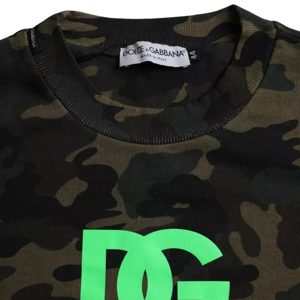 Dolce & Gabbana Black Camouflage Crew Neck Pullover Men's Sweater (Pre-Owned)