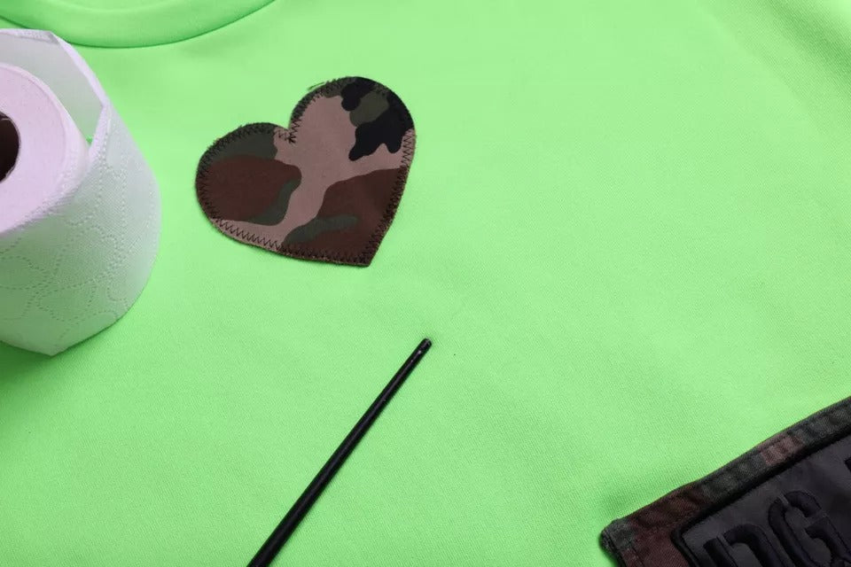 Dolce & Gabbana Green Patchwork Heart Crew Neck Pullover Men's Sweater (Pre-Owned)