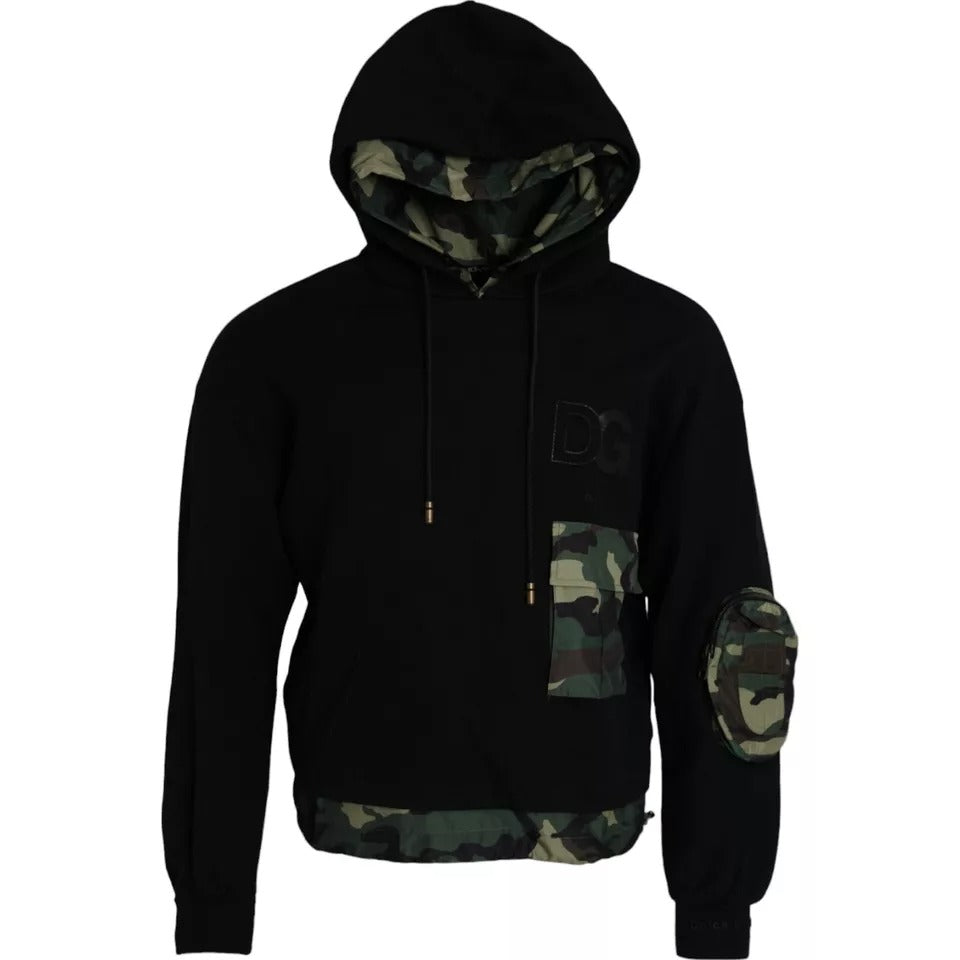 Dolce & Gabbana Black Camouflage Hooded Sweatshirt Men's Sweater (Pre-Owned)