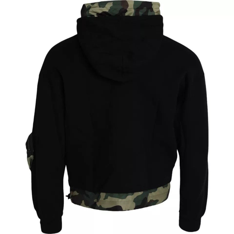 Dolce & Gabbana Black Camouflage Hooded Sweatshirt Men's Sweater (Pre-Owned)