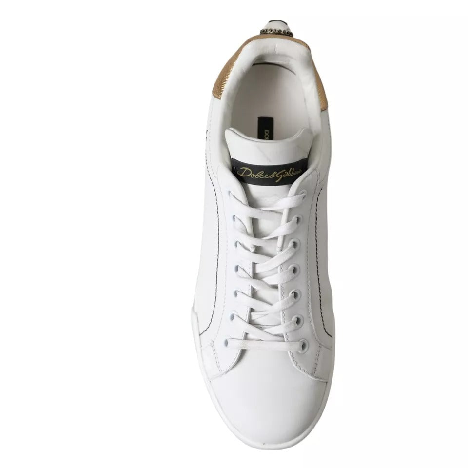Dolce & Gabbana White Leather Portofino Low Top Sneakers Women's Shoes (Pre-Owned)