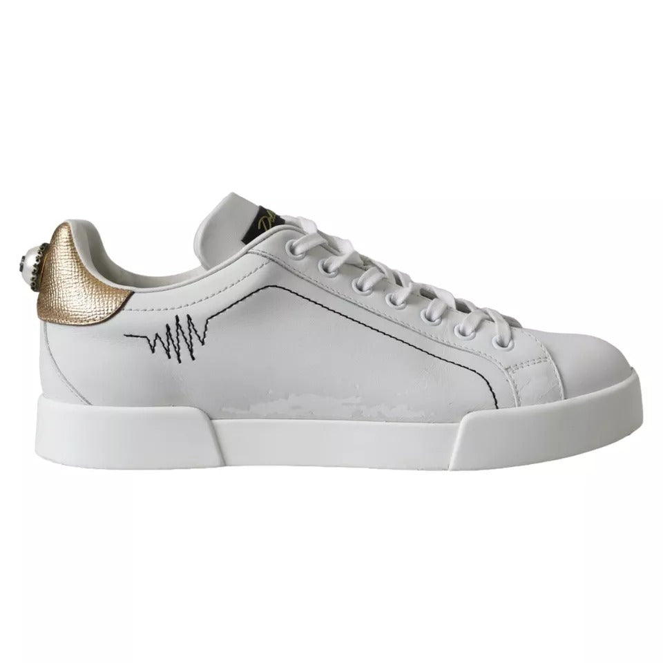Dolce & Gabbana White Leather Portofino Low Top Sneakers Women's Shoes (Pre-Owned)