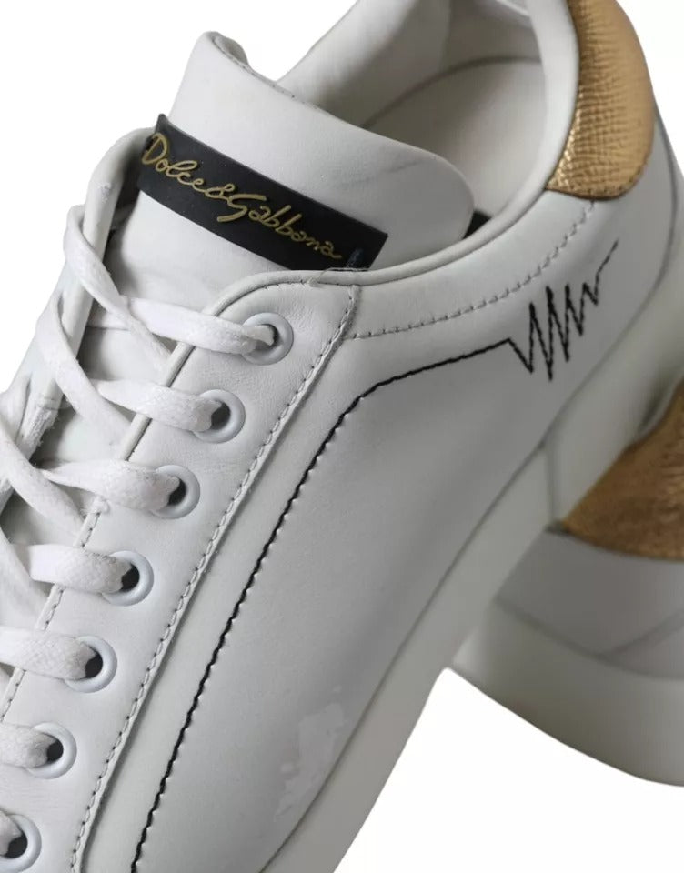 Dolce & Gabbana White Leather Portofino Low Top Sneakers Women's Shoes (Pre-Owned)