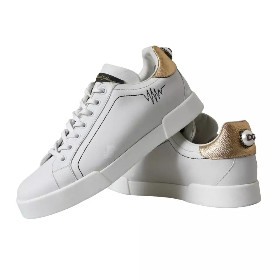 Dolce & Gabbana White Leather Portofino Low Top Sneakers Women's Shoes (Pre-Owned)
