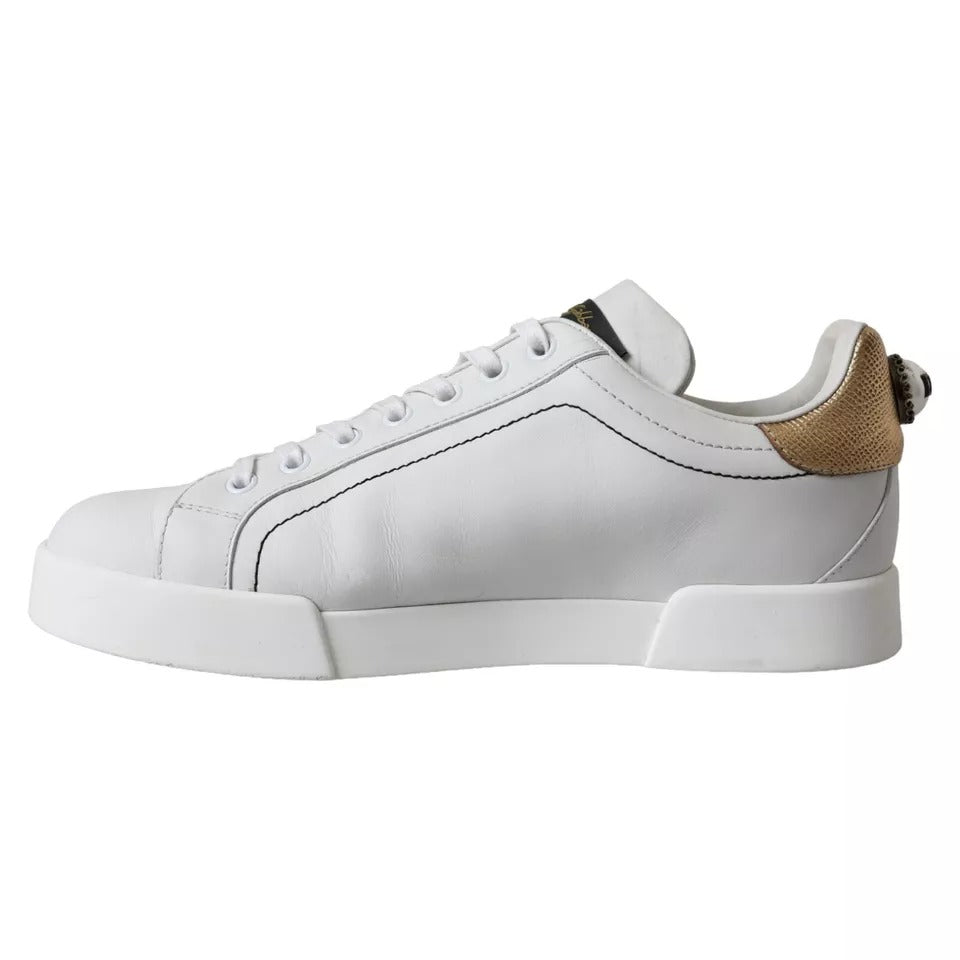 Dolce & Gabbana White Leather Portofino Low Top Sneakers Women's Shoes (Pre-Owned)
