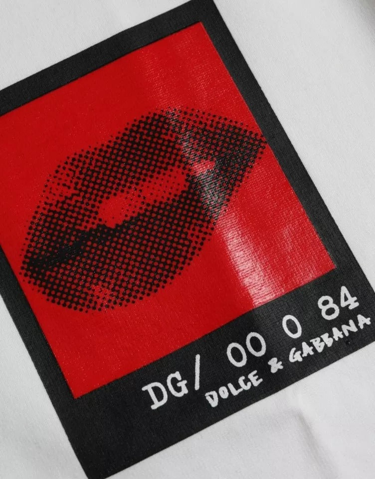 Dolce & Gabbana White Red Lips Print Cotton Men Men's T-shirt