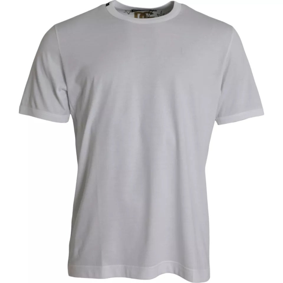 Dolce & Gabbana White Cotton Round Neck Short Sleeves Men's T-shirt