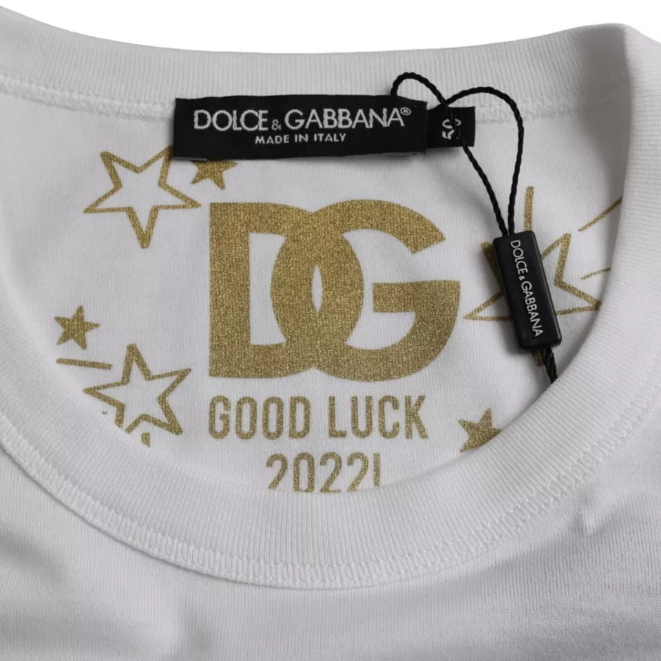 Dolce & Gabbana White Cotton Round Neck Short Sleeves Men's T-shirt