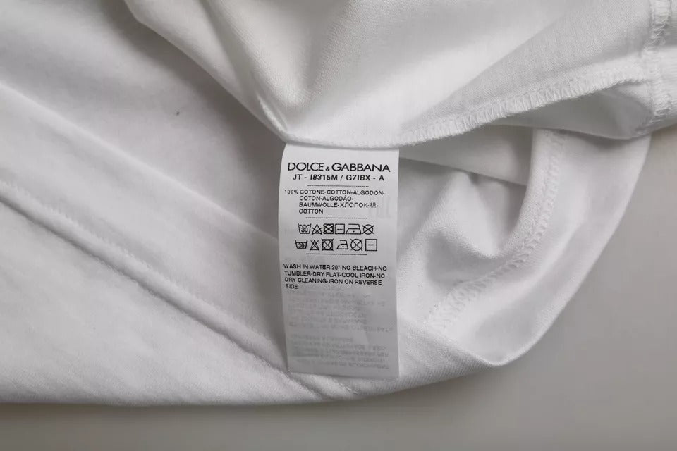 Dolce & Gabbana White Cotton Round Neck Short Sleeves Men's T-shirt