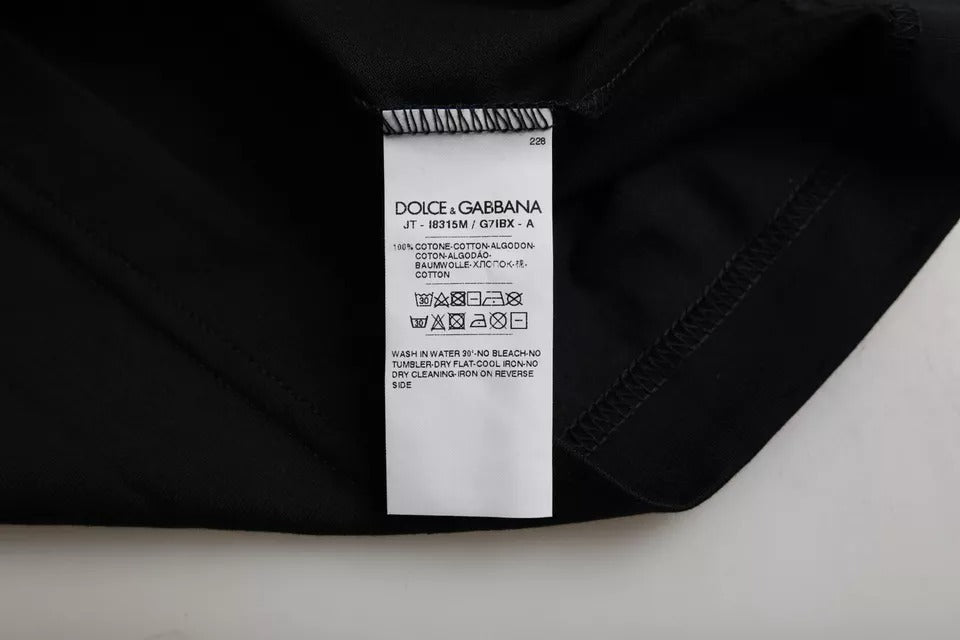 Dolce & Gabbana Black Cotton Round Neck Short Sleeves Men Men's T-shirt