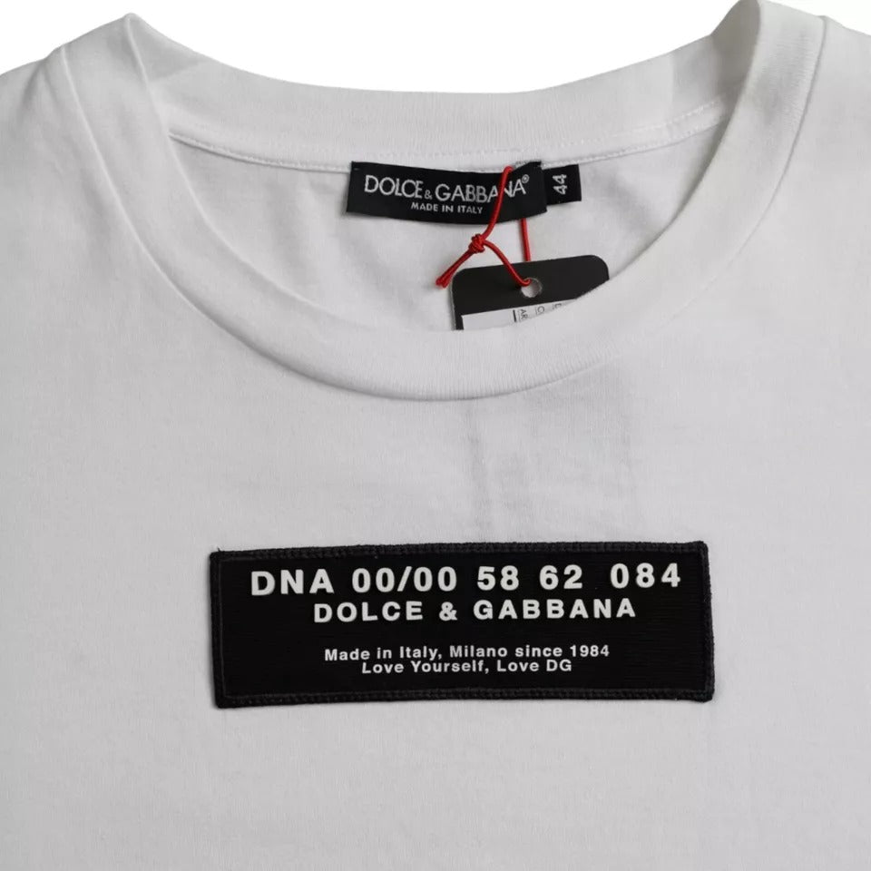 Dolce & Gabbana White Cotton DG Applique Men Casual Men's T-shirt