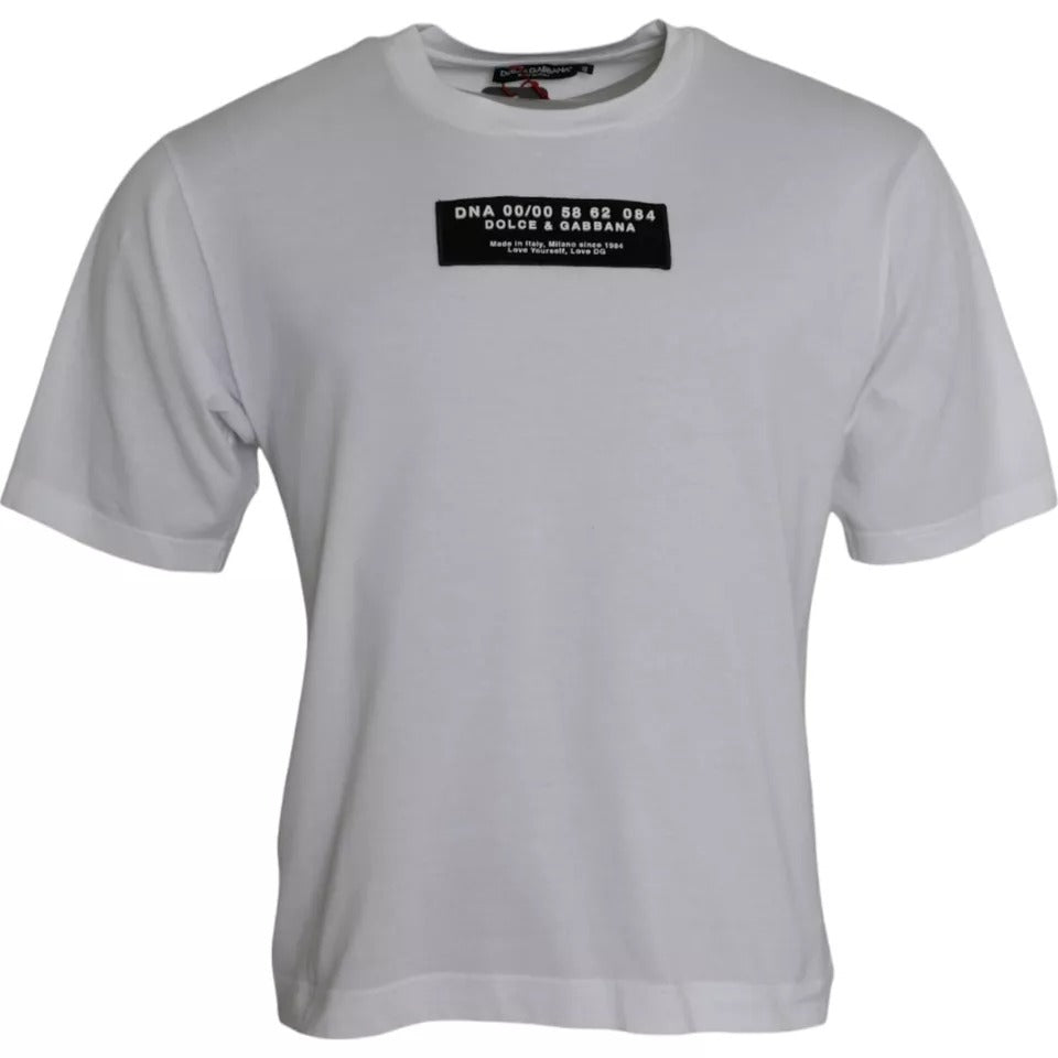Dolce & Gabbana White Cotton DG Applique Men Casual Men's T-shirt