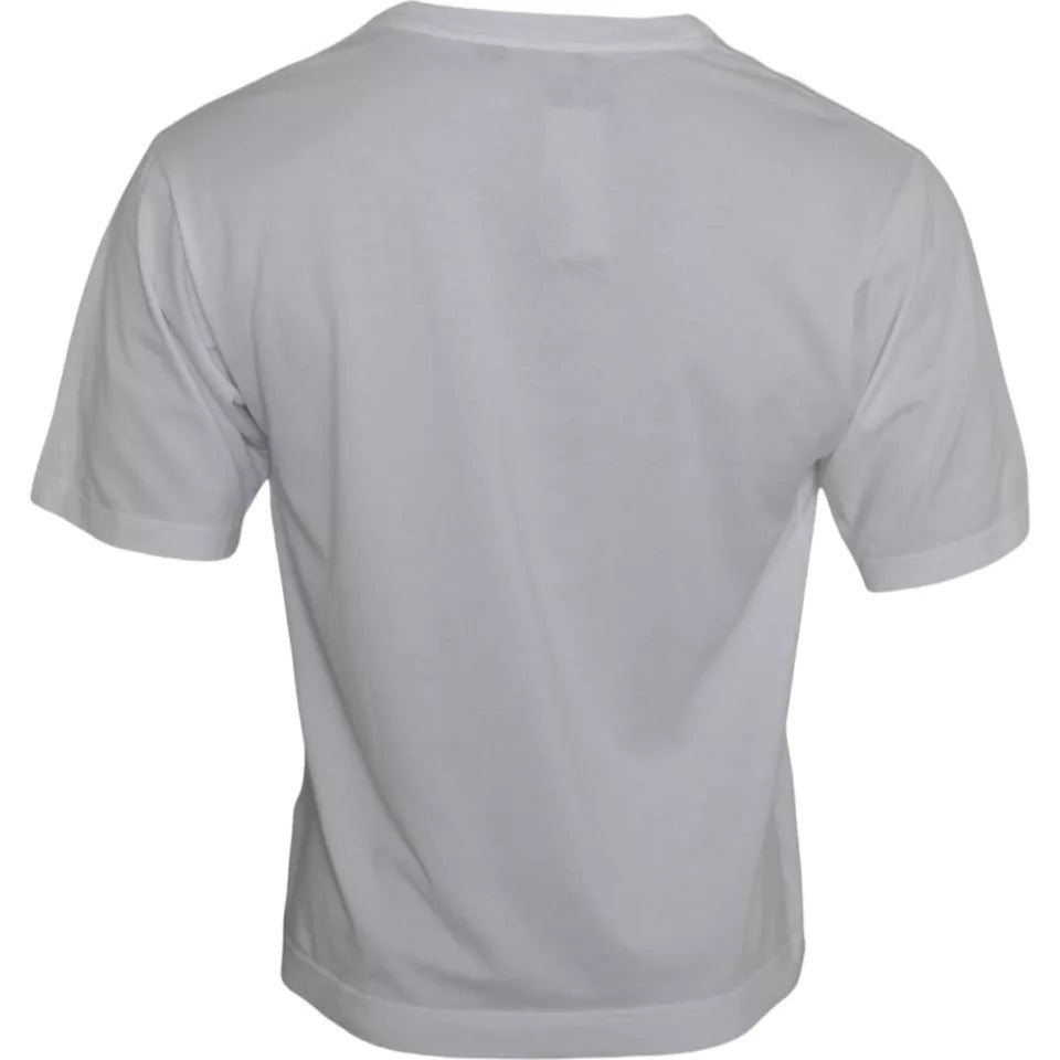 Dolce & Gabbana White Cotton DG Applique Men Casual Men's T-shirt