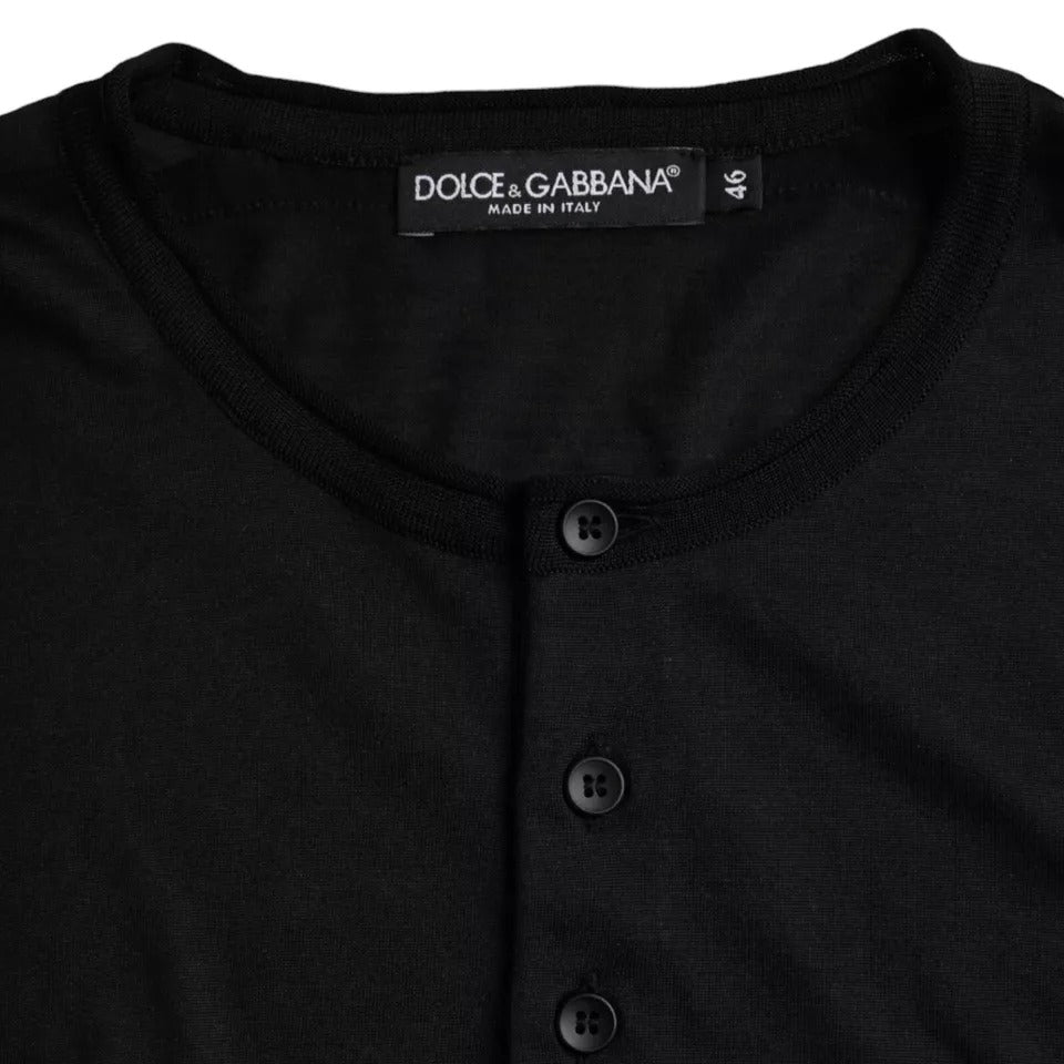 Dolce & Gabbana Black Silk Round Neck Short Sleeve Men's T-shirt (Pre-Owned)