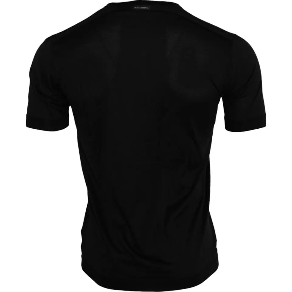 Dolce & Gabbana Black Silk Round Neck Short Sleeve Men's T-shirt (Pre-Owned)