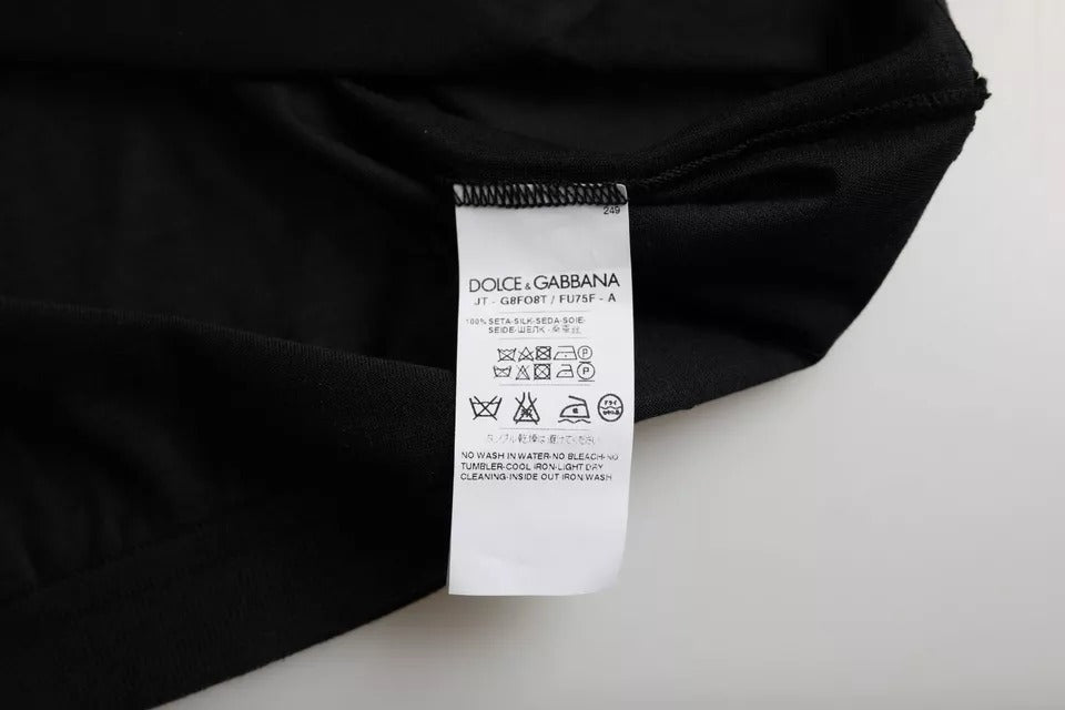Dolce & Gabbana Black Silk Round Neck Short Sleeve Men's T-shirt (Pre-Owned)