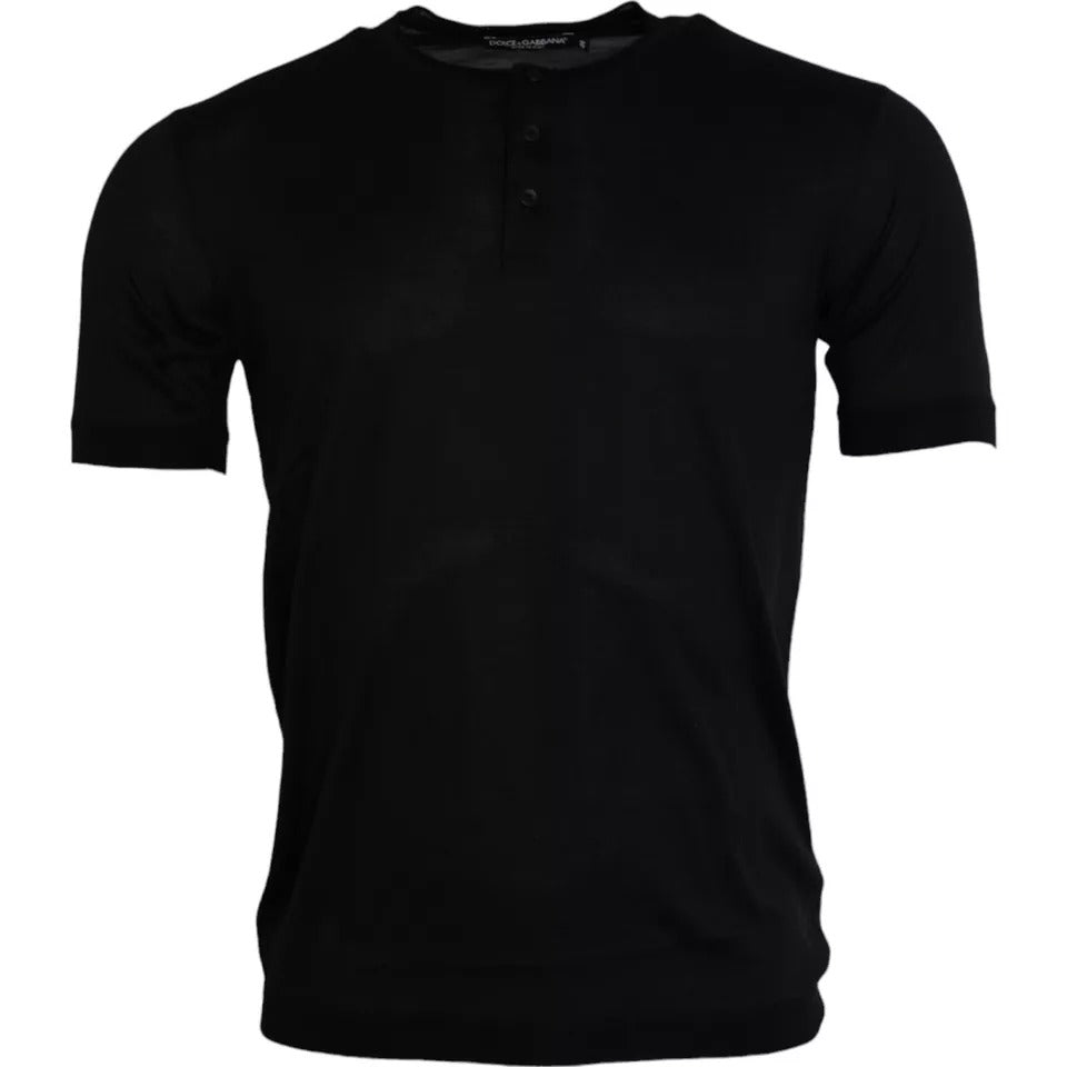 Dolce & Gabbana Black Silk Round Neck Short Sleeve Men's T-shirt (Pre-Owned)