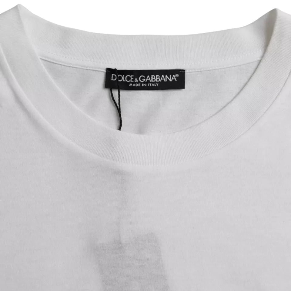 Dolce & Gabbana White Cotton Round Neck Short Sleeve Men's T-shirt