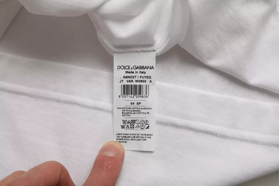 Dolce & Gabbana White Cotton Round Neck Short Sleeve Men's T-shirt