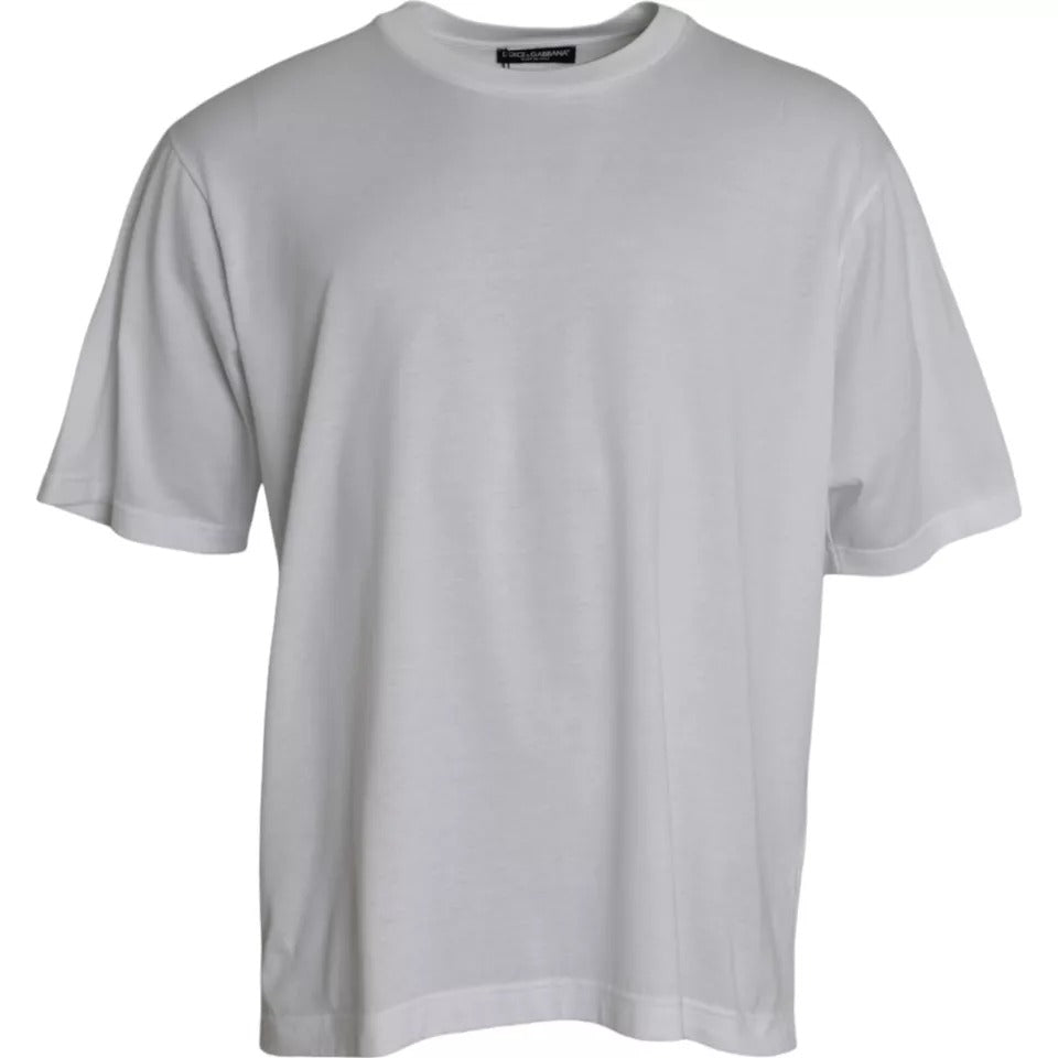 Dolce & Gabbana White Cotton Round Neck Short Sleeve Men's T-shirt
