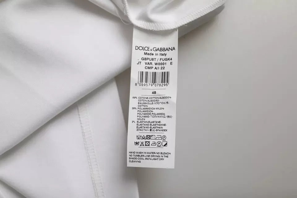 Dolce & Gabbana White Cotton Round Neck Short Sleeve Men's T-shirt