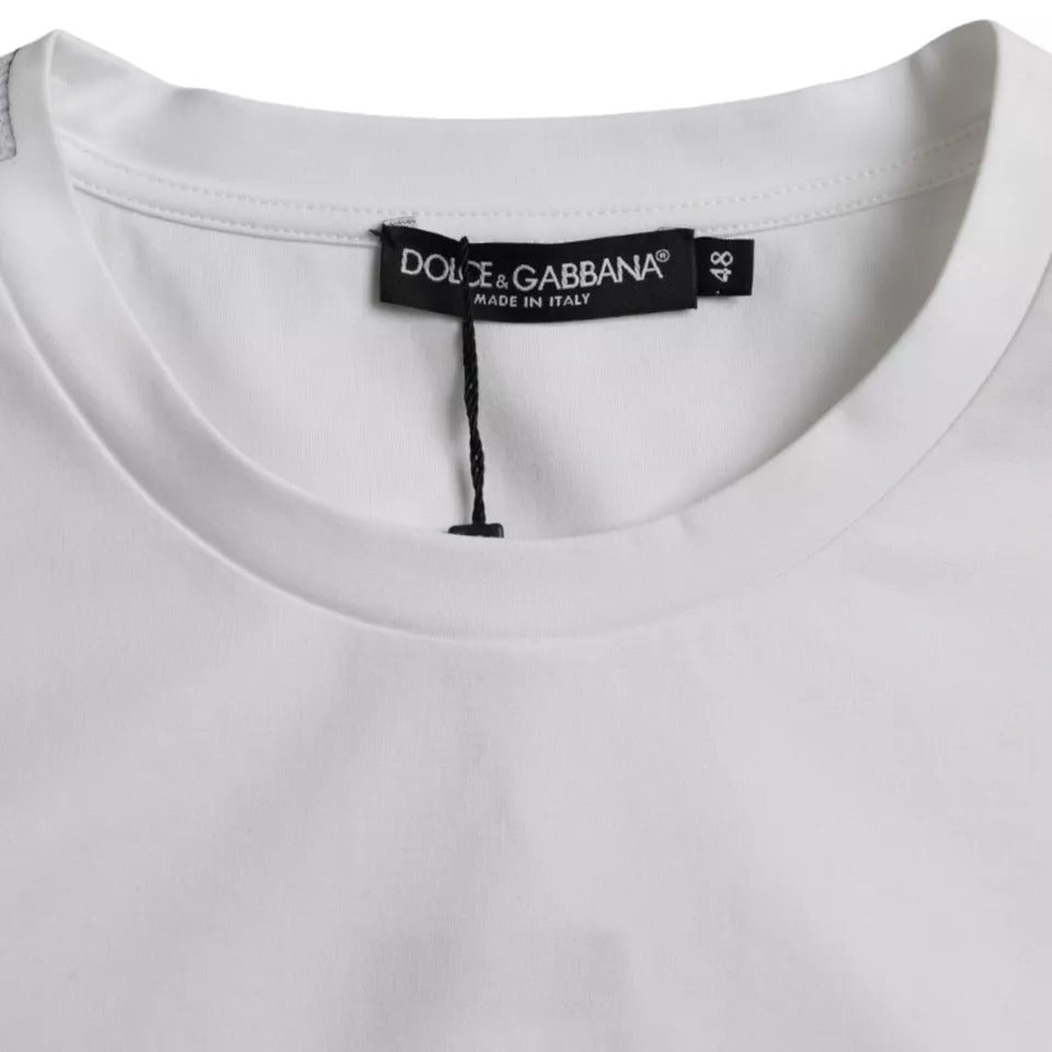 Dolce & Gabbana White Cotton Round Neck Short Sleeve Men's T-shirt