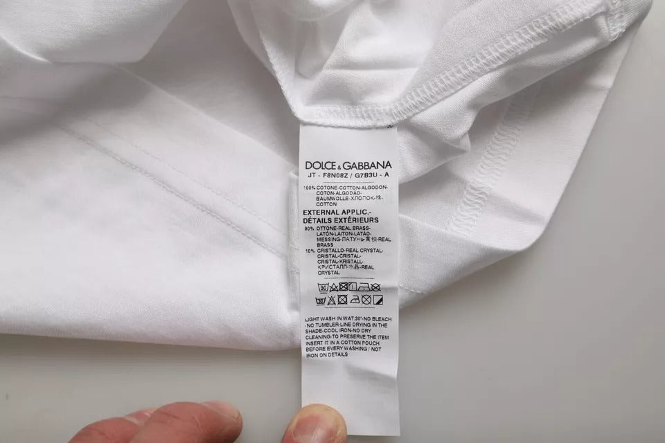 Dolce & Gabbana White Cotton Round Neck Short Sleeve Men's T-shirt (Pre-Owned)