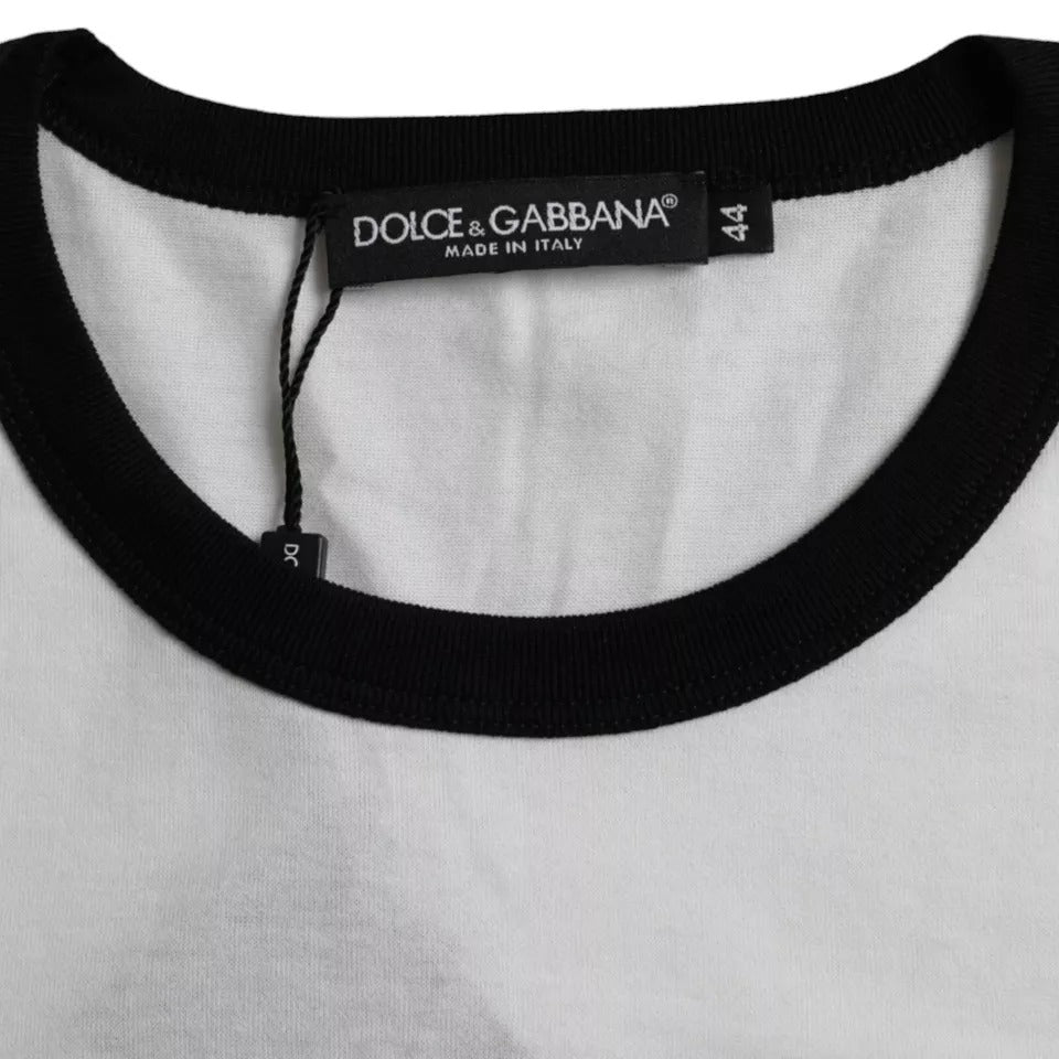 Dolce & Gabbana Black White Jazz Print Cotton Short Sleeves Men's T-shirt