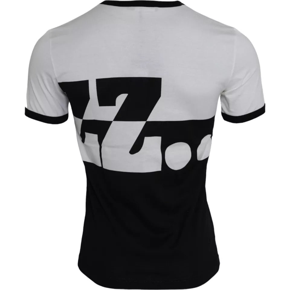 Dolce & Gabbana Black White Jazz Print Cotton Short Sleeves Men's T-shirt