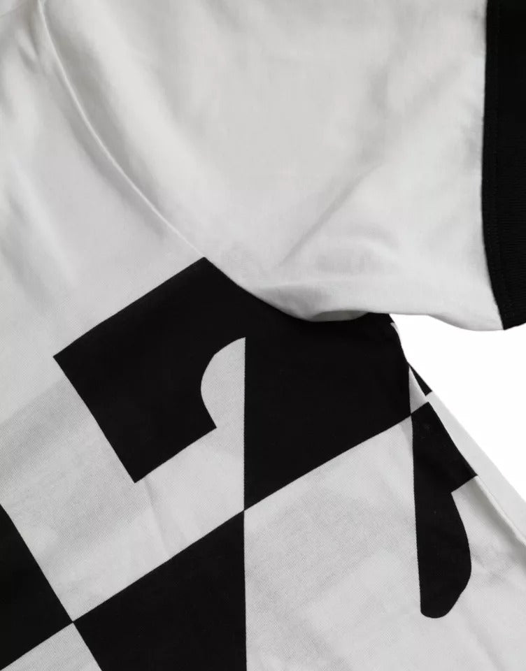 Dolce & Gabbana Black White Jazz Print Cotton Short Sleeves Men's T-shirt